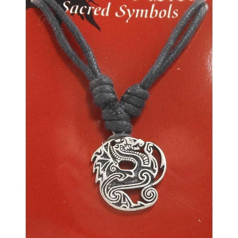Vintage 1990's Rare New Celtic Vision Sacred Symbols Dragon Necklace Pendant